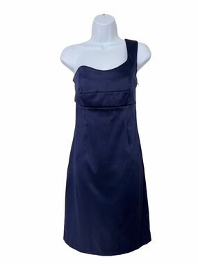 One-Shoulder Navy Cocktail Dress